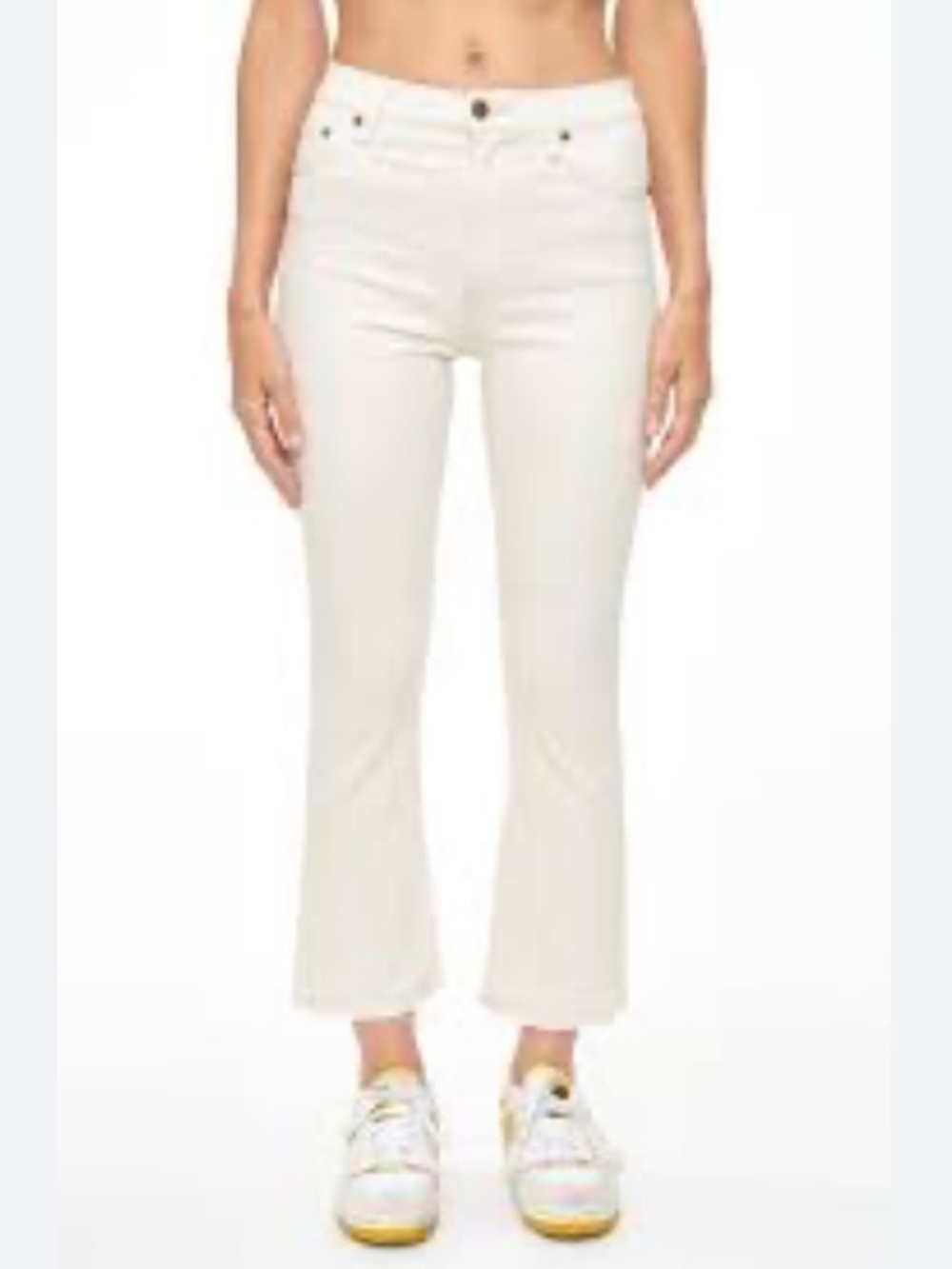 pistola- size 25- Cream High-Rise Cropped Flare Jeans
